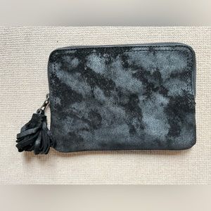 Lucky Brand black and silver washed suede pouch
